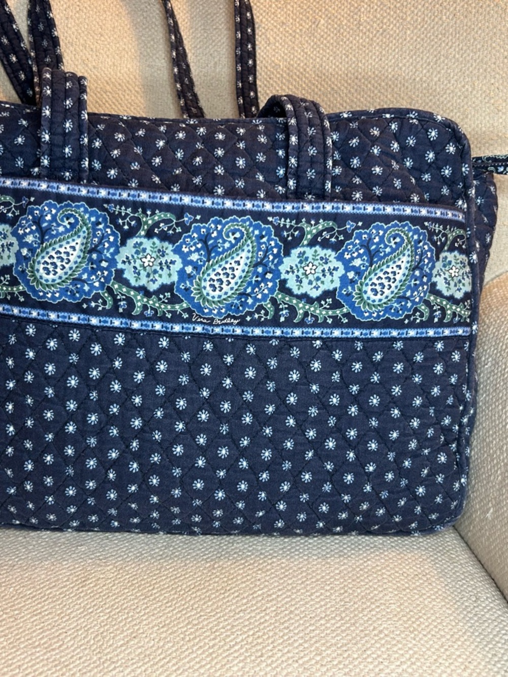 Vera Bradley Quilted Seaport Navy Paisley Diaper bag - Picture 8 of 11